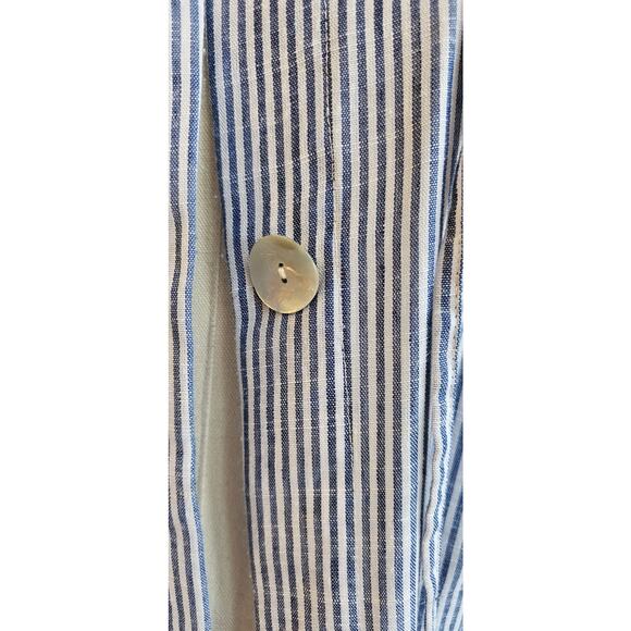 Jones New York Linen Stripe Beach Pearl Button Hooded Jacket Women Size XL Multi - Picture 2 of 7
